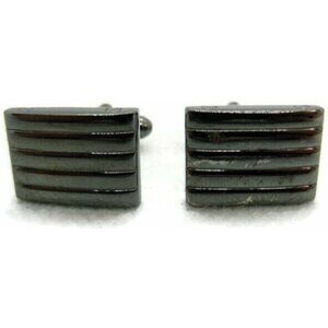 Horizontial Line Cuff Links Rectangle Silver Tone Bronze Bullet Men Cufflinks